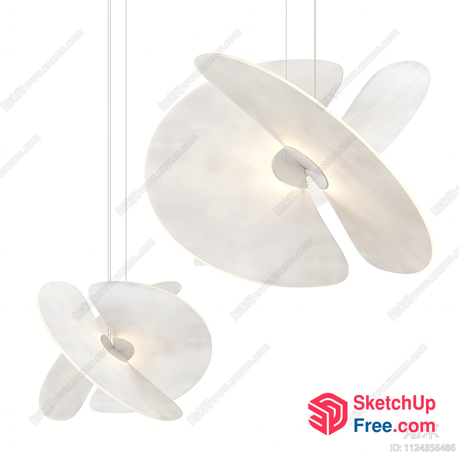 Modern White Ceiling Light Fixtures 3D SketchUp File