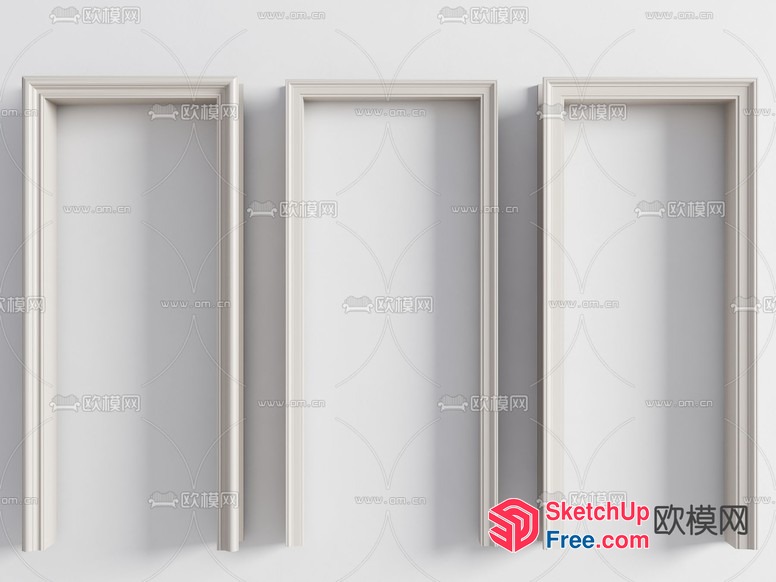 Four White Door Frames 3D SketchUp File