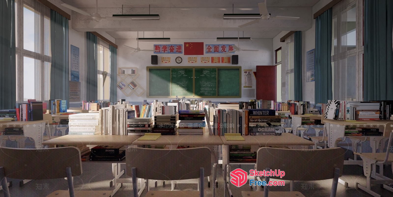 Classroom With A Variety Of Books And Decorative Elements 3D SketchUp File