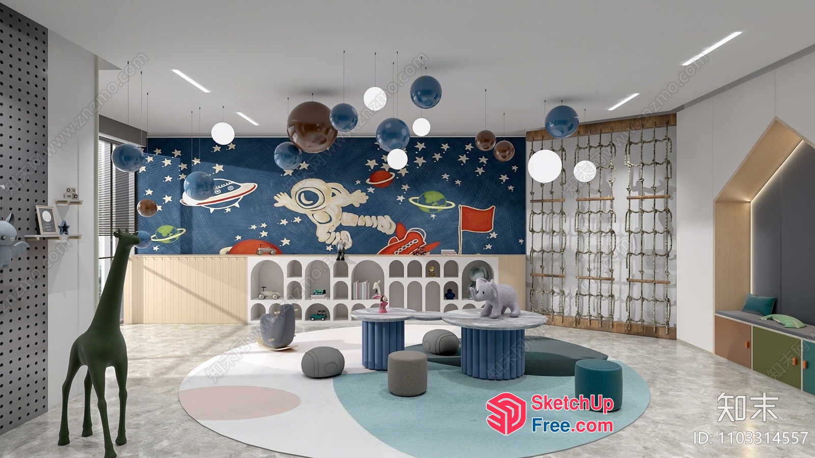 Playful Astronaut-Themed Playroom 3D SketchUp File