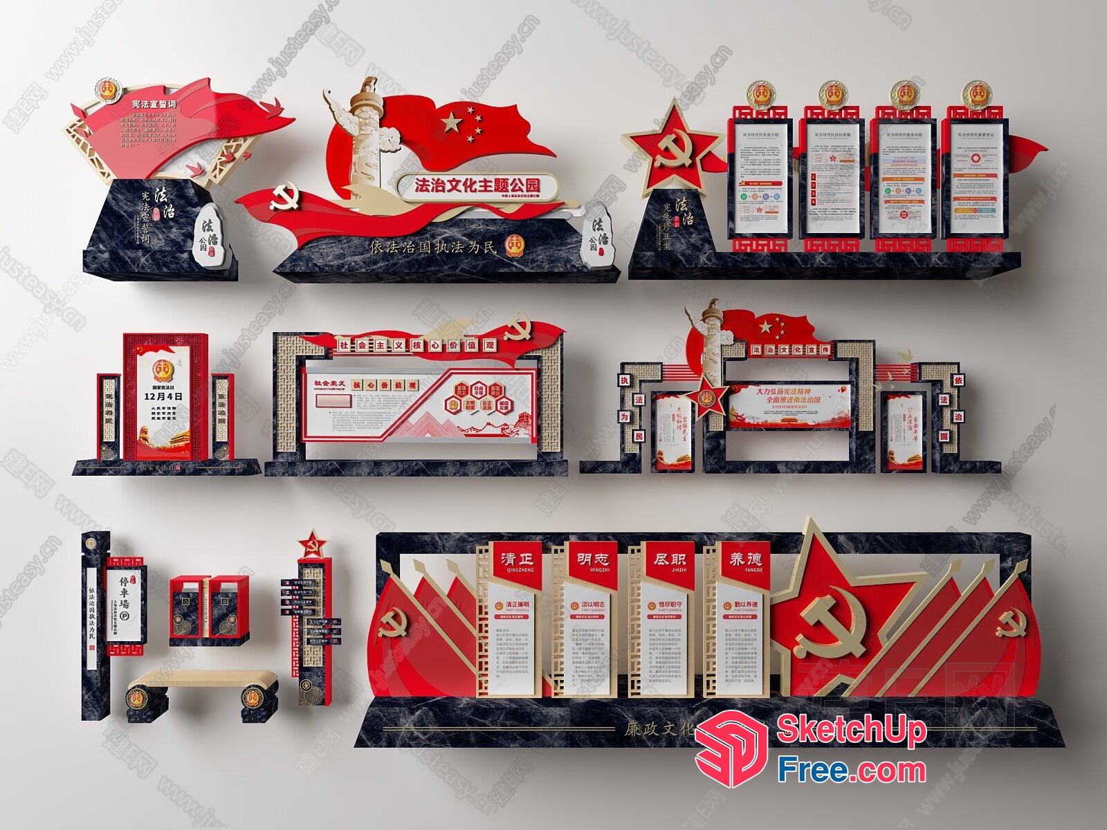 Communist Party Themed Interior Decorations 3D SketchUp File