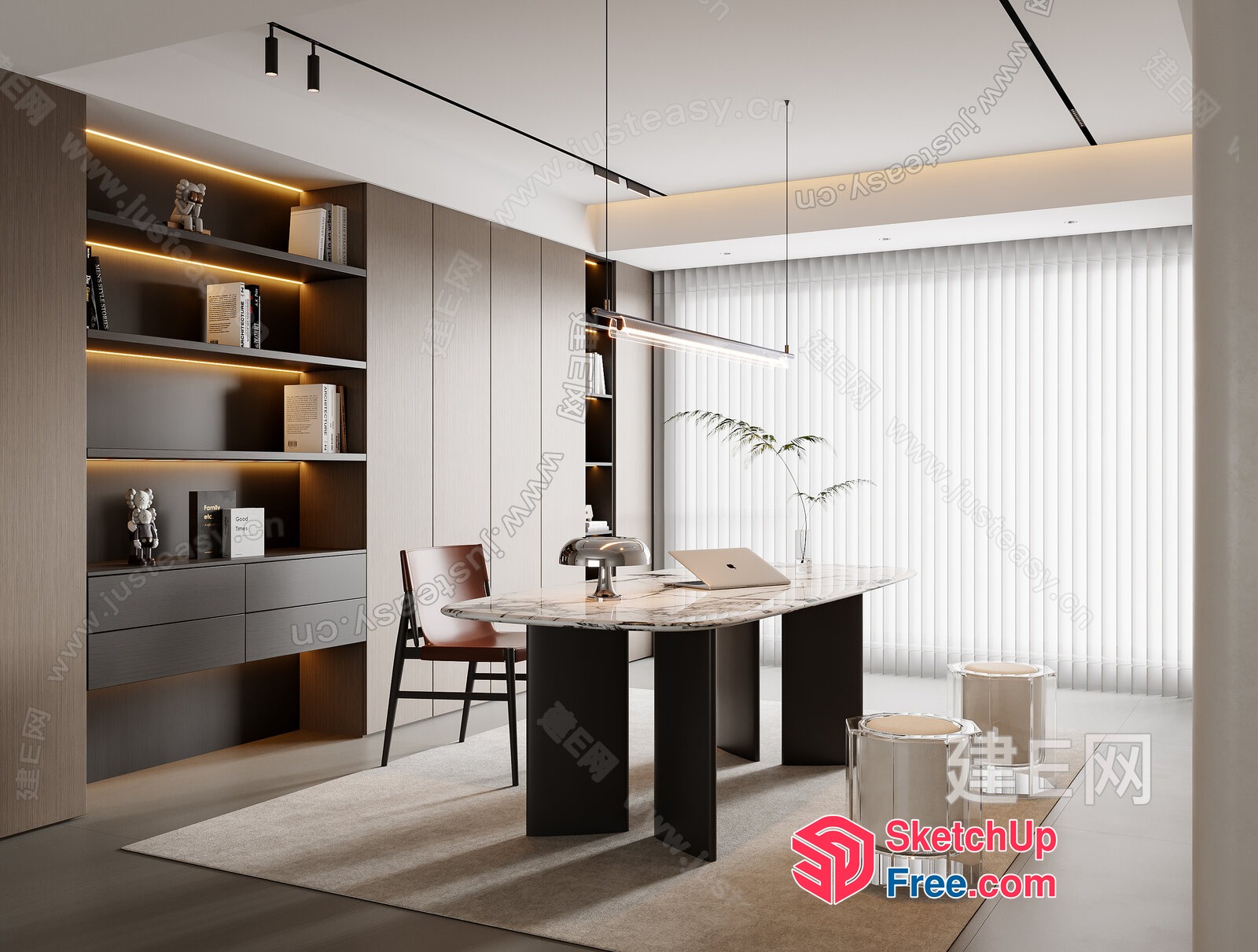 Modern Office Space With Sleek Furniture And Natural Light 3D SketchUp File