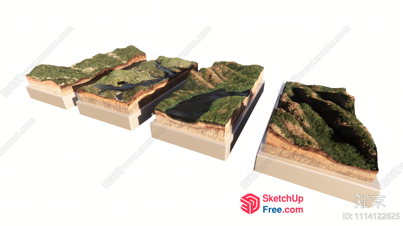 3D Model Of A Natural Landscape With Water And Greenery 3D SketchUp File
