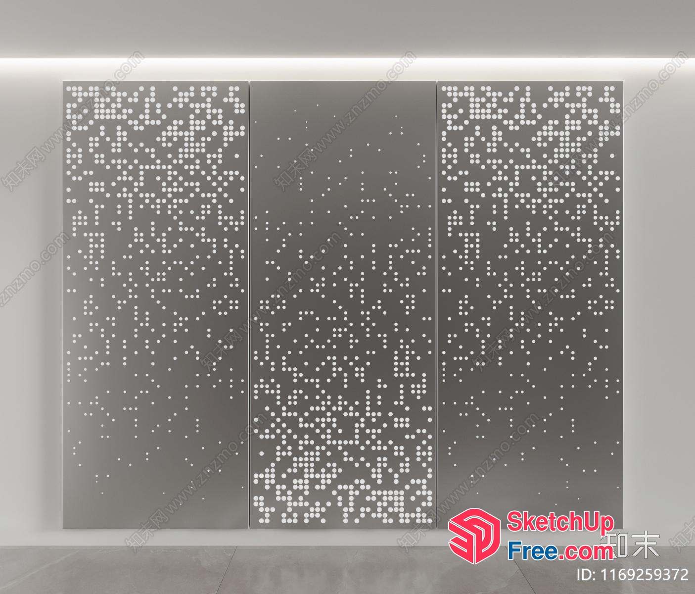 Decorative Partition Screen With White Dots On Gray Panels 3D SketchUp File