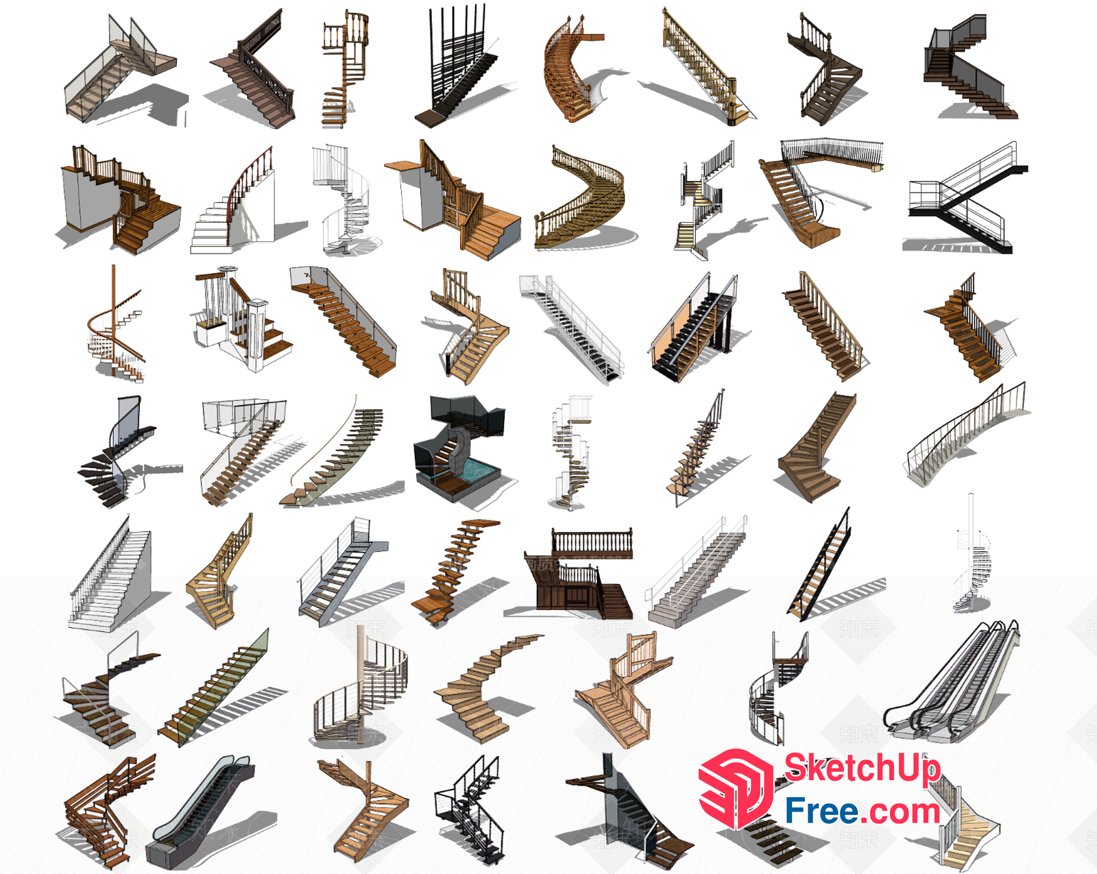 Collection Of Various Stair Designs 3D SketchUp File