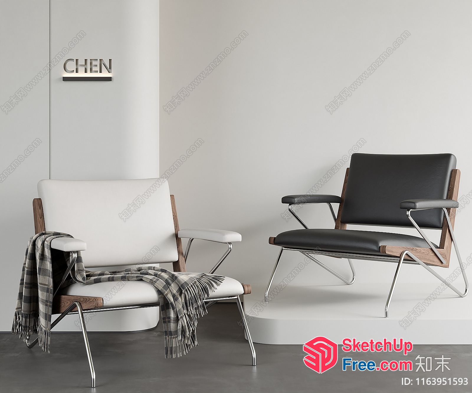 Modern Minimalist Chairs In A Neutral Setting 3D SketchUp File