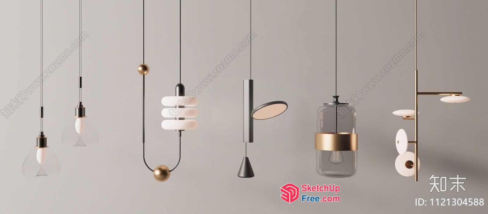 Elegant Modern Hanging Light Fixtures 3D SketchUp File