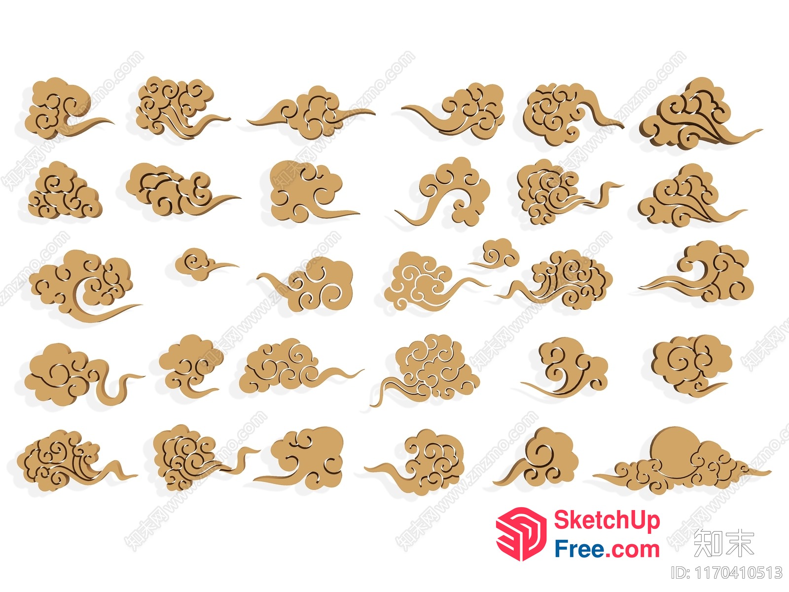 Cloudy Decorative Elements 3D SketchUp File