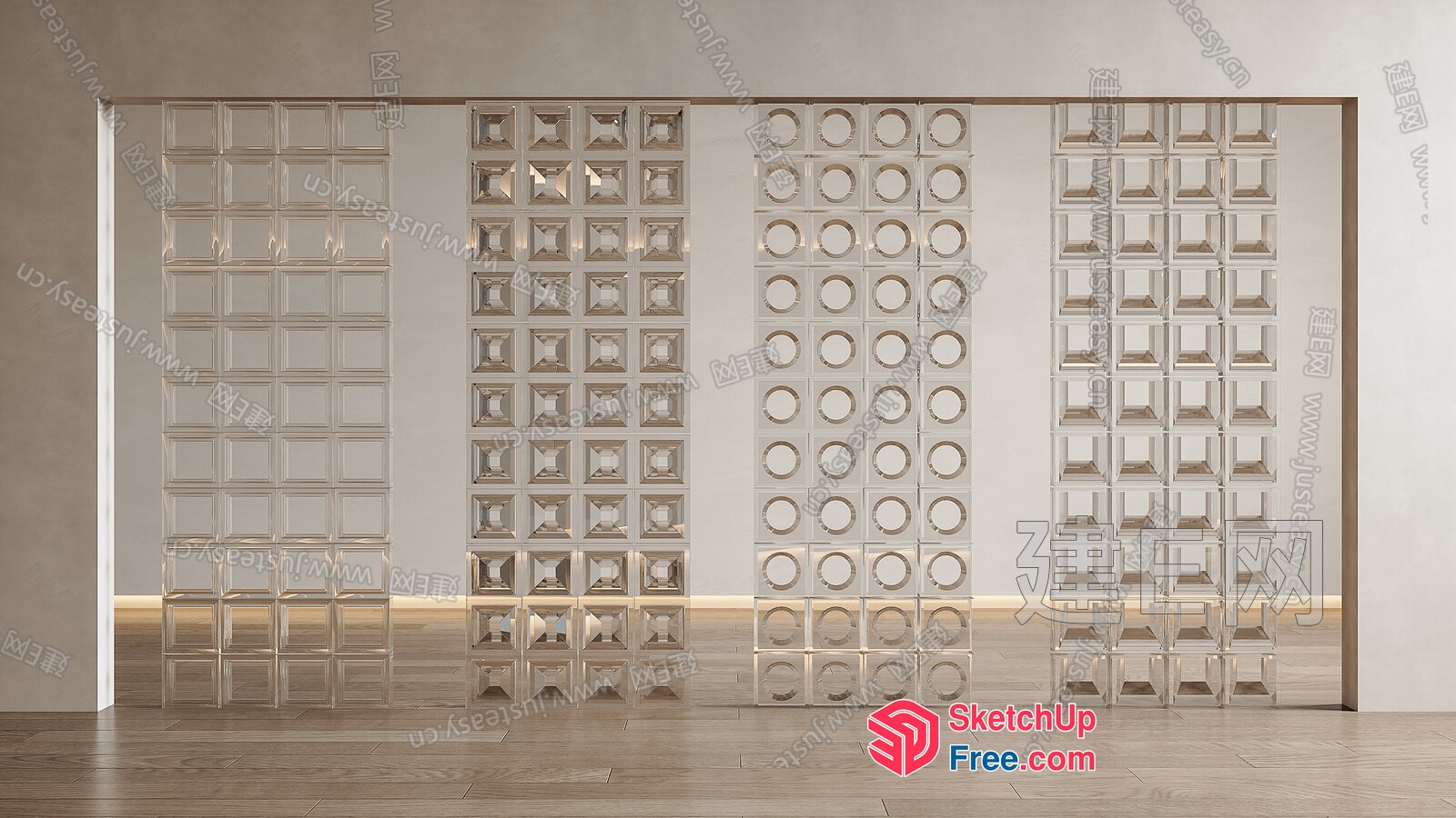 Glass Block Partition Screen 3D SketchUp File
