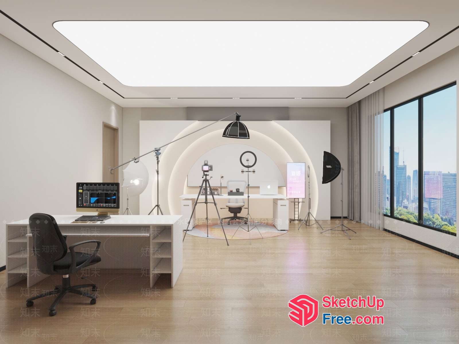 Modern Office Space With Sleek Furniture And Natural Light 3D SketchUp File