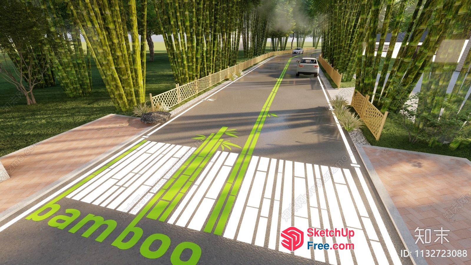 Modern Bamboo-Inspired Roadway Design 3D SketchUp File