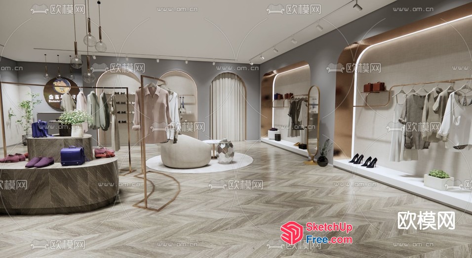 Modern And Elegant Clothing Store Interior 3D SketchUp File