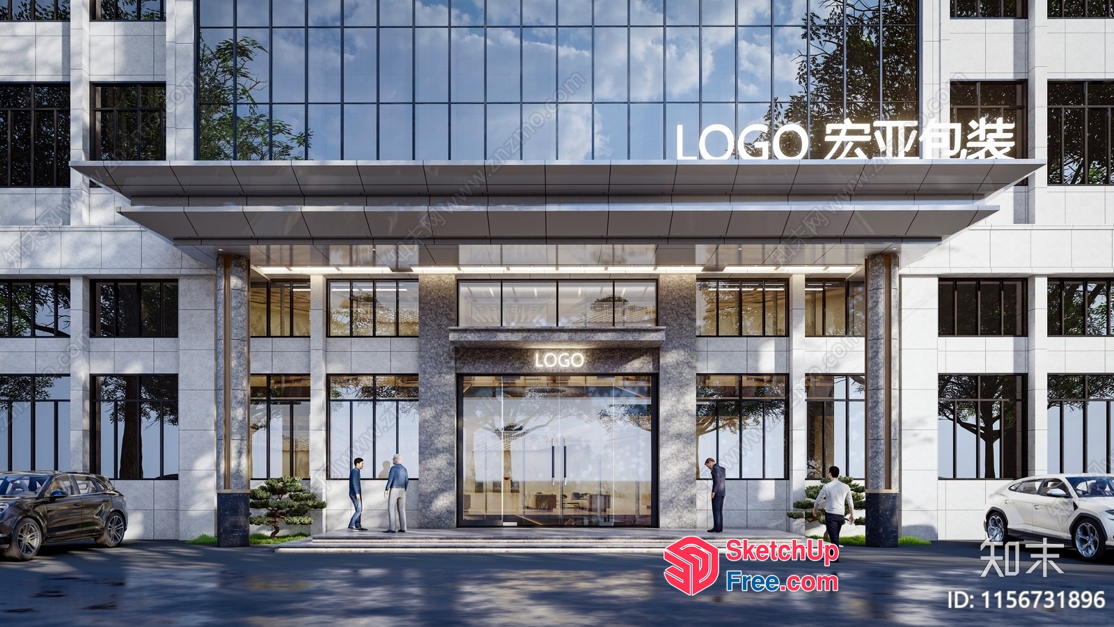 Luxurious Commercial Street Office Building 3D SketchUp File