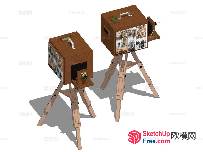 Vintage Wooden Camera Booths 3D SketchUp File