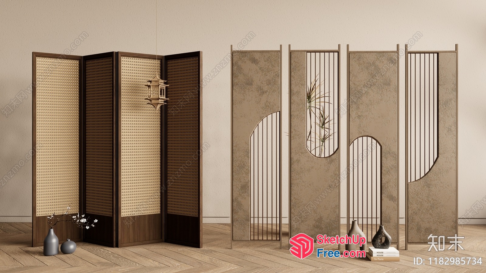 Modern Japanese Style Partition Screen Collection 3D SketchUp File