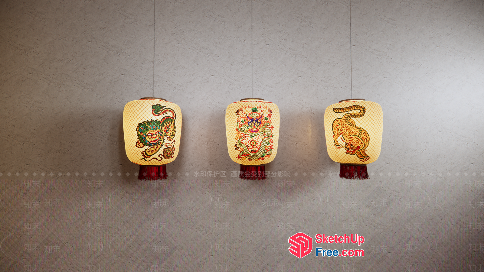 Traditional Asian-Inspired Lanterns 3D SketchUp File