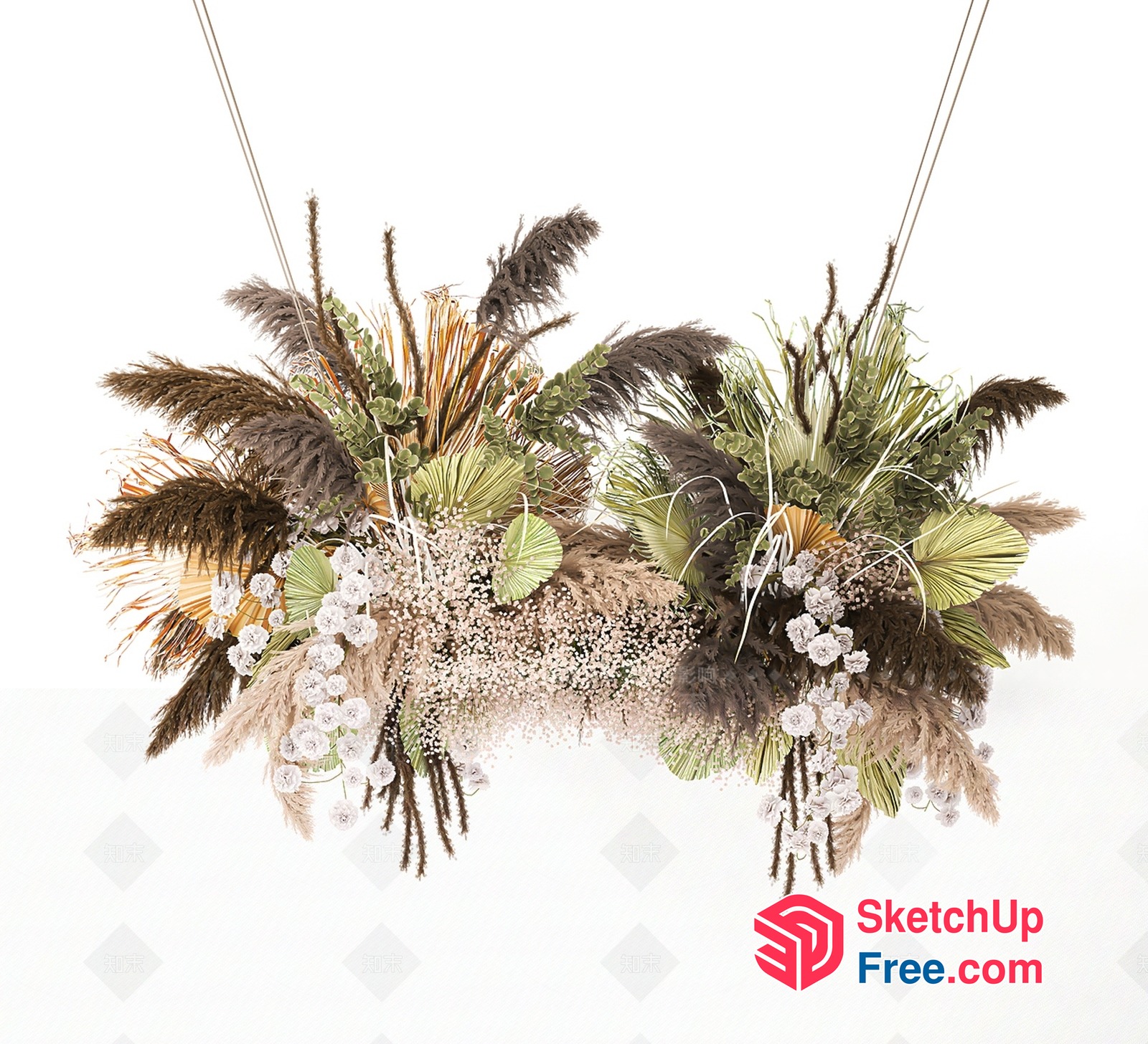 Exquisite Floral Arrangement With Dried Flowers And Foliage 3D SketchUp File