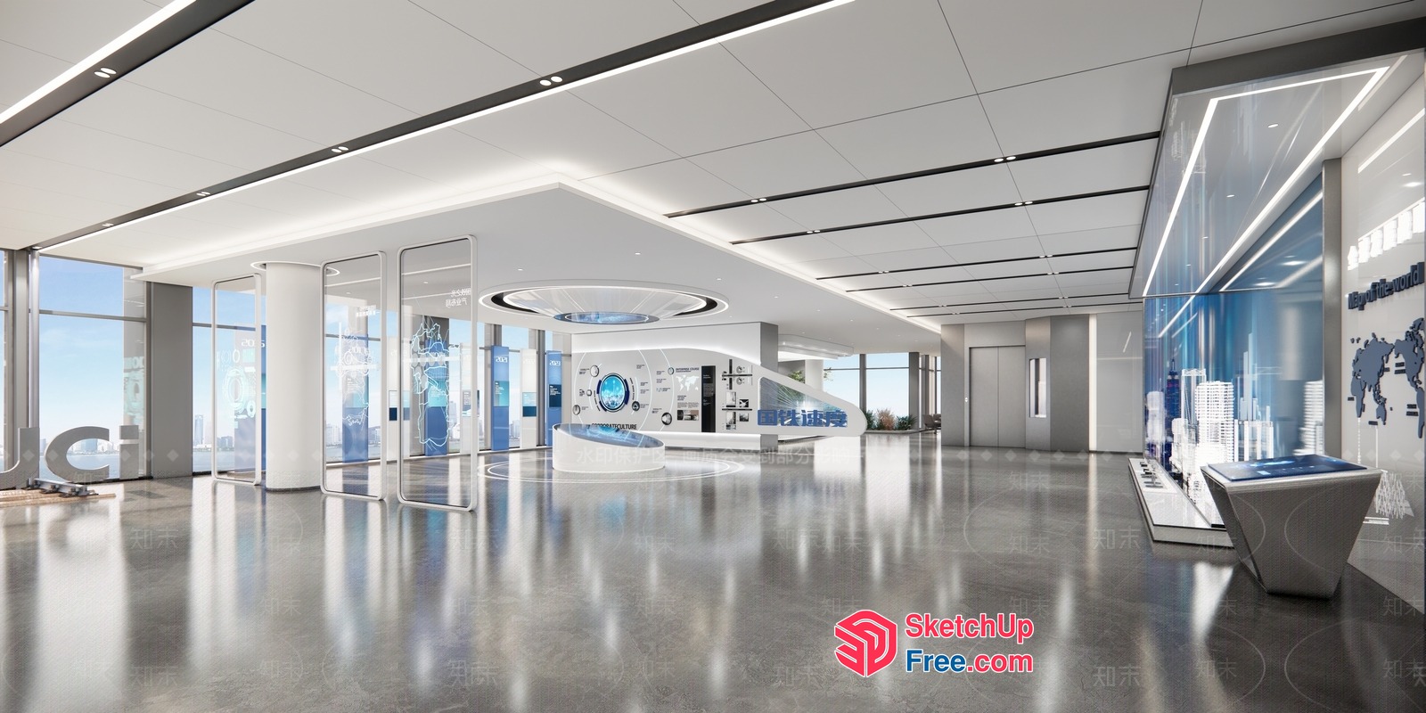 Modern Office Interior With Sleek Design And Polished Floors 3D SketchUp File