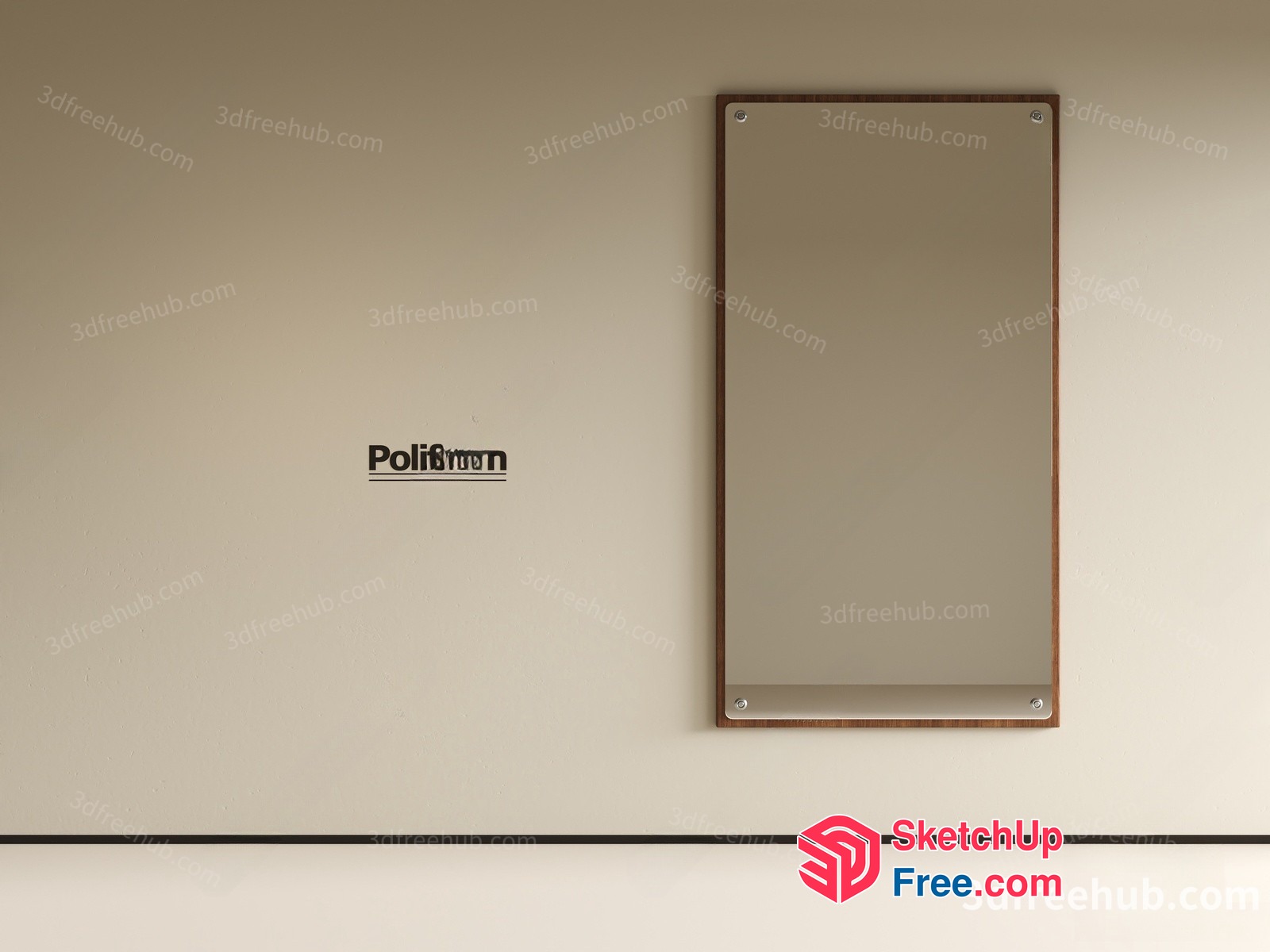 Glass Panel With Brown Frame And Screws 3D SketchUp File