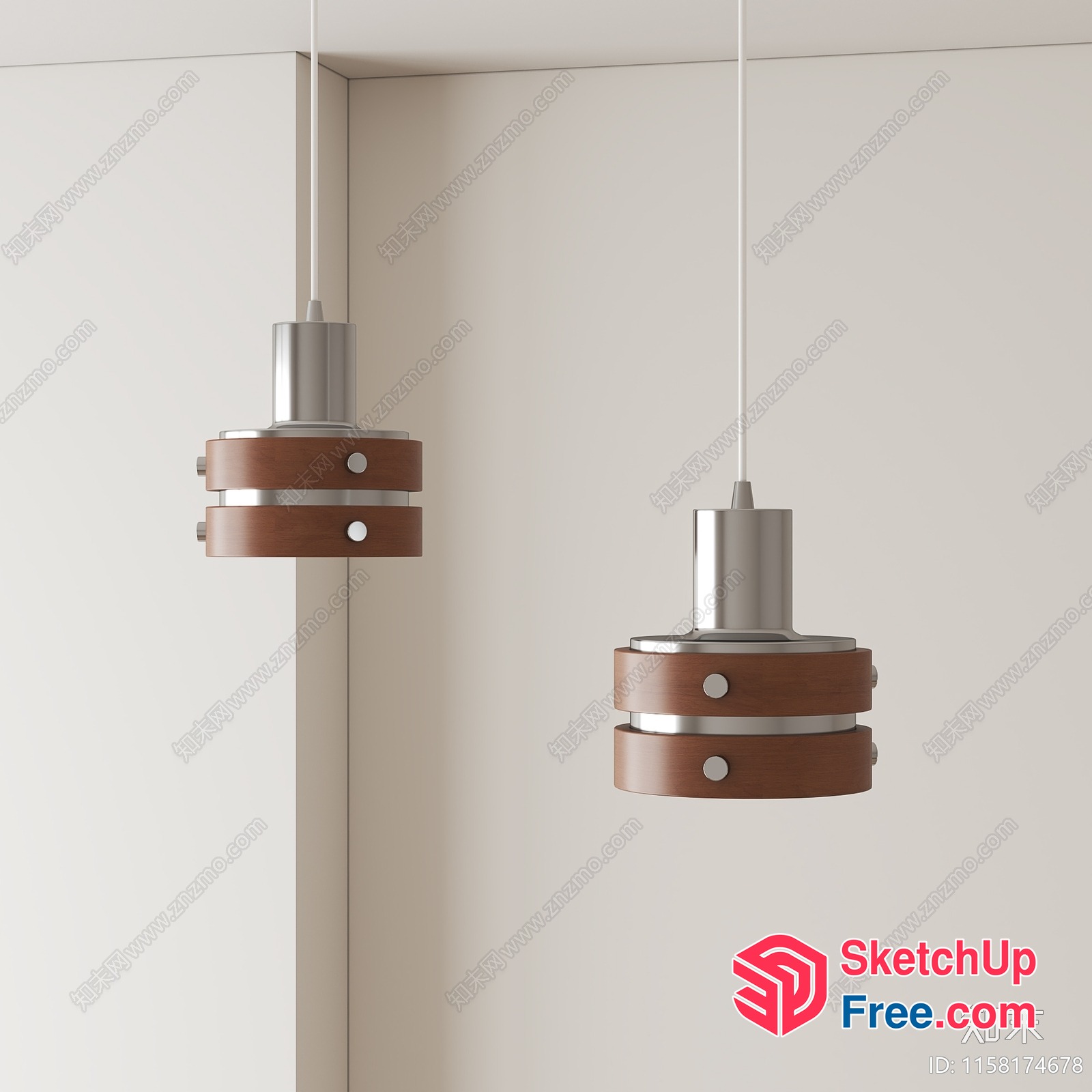Two Pendant Lights Hanging From Ceiling 3D SketchUp File
