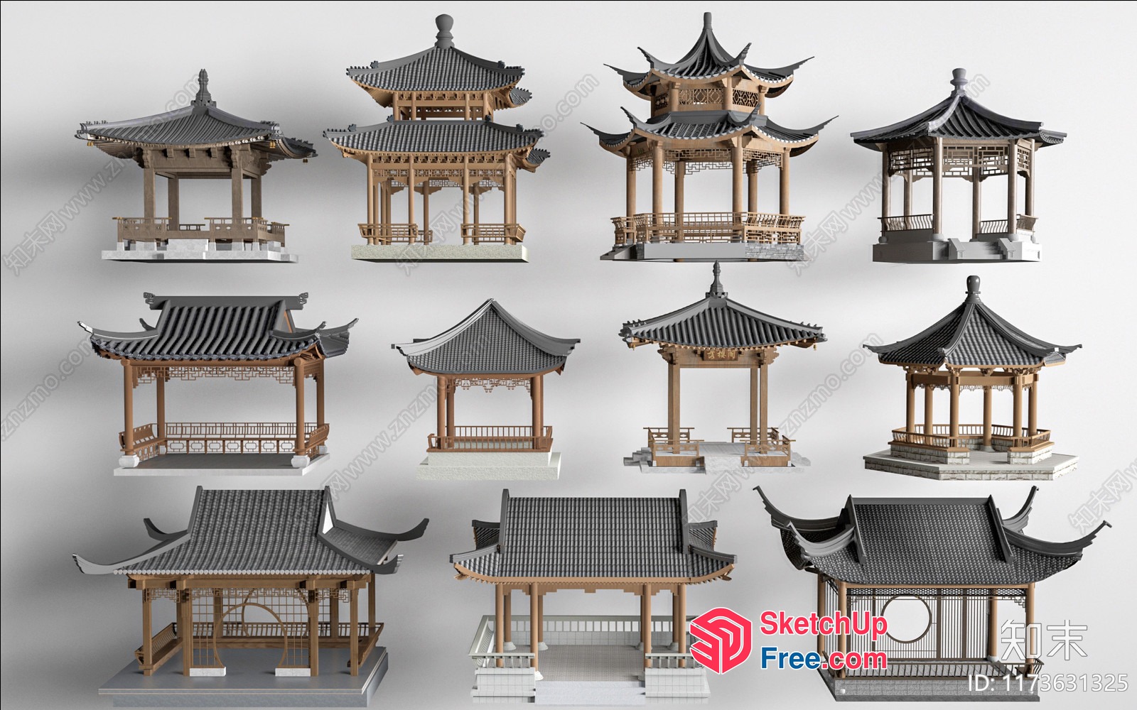 Traditional Asian Pavilions Collection 3D SketchUp File