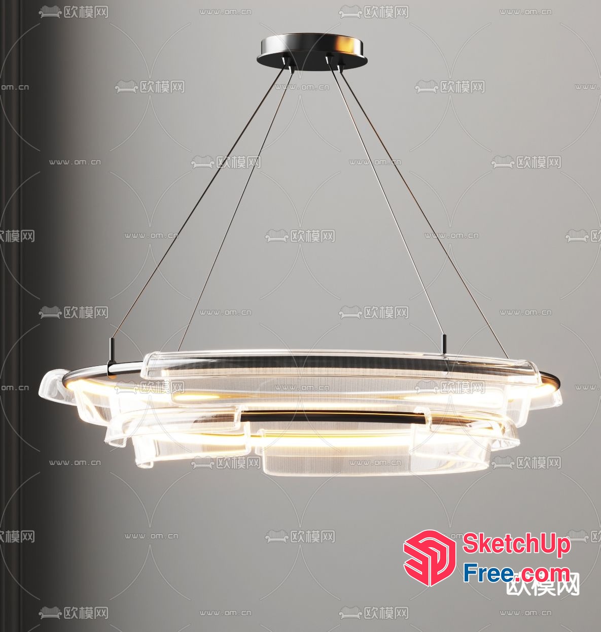 Modern Glass And Metal Chandelier 3D SketchUp File