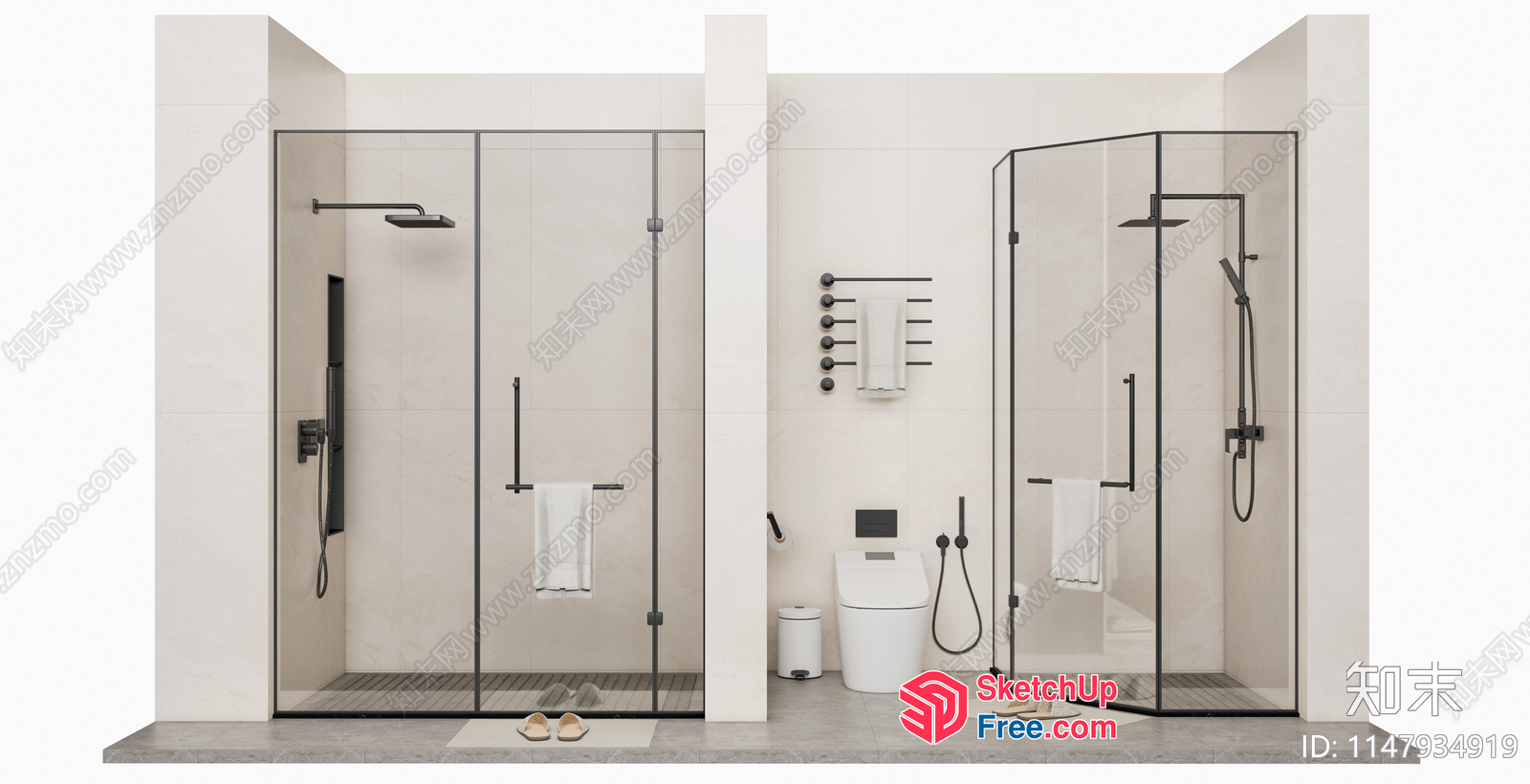 Modern Bathroom With Sleek Glass Shower Doors 3D SketchUp File