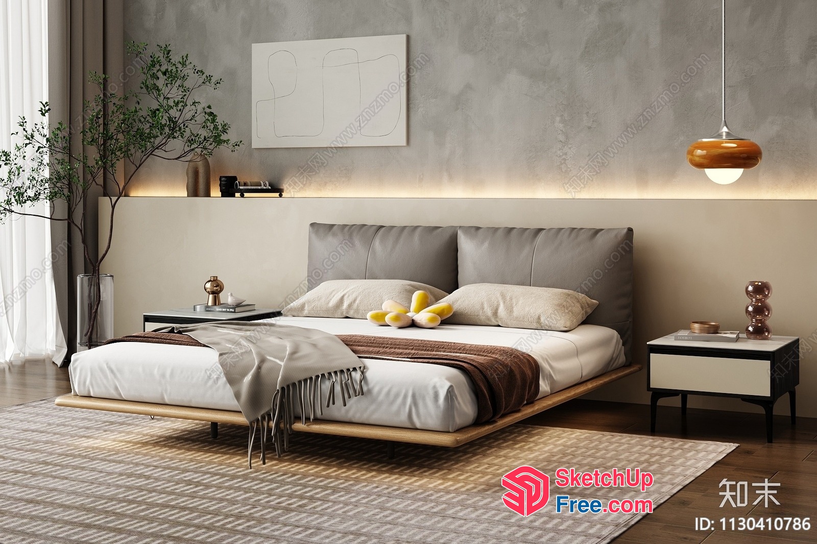 Modern Minimalist Bedroom With Sleek Furniture And Natural Light 3D SketchUp File