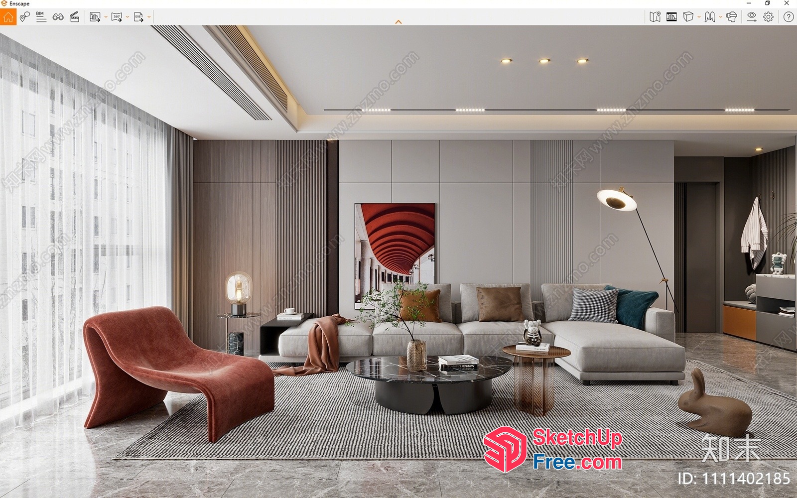Modern Living Room With Sleek Furniture And Natural Light 3D SketchUp File