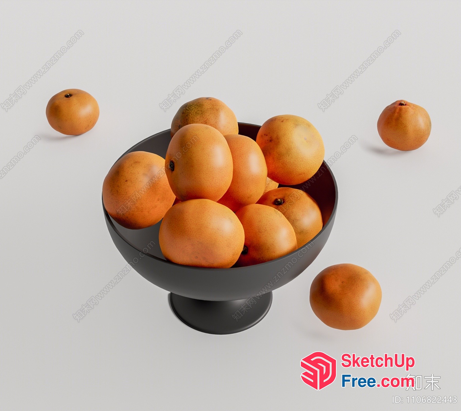 A Bowl Of Oranges On A Pedestal 3D SketchUp File