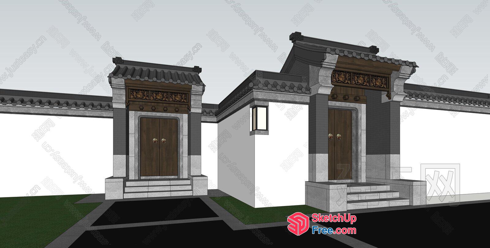 Traditional Asian Building Facade 3D SketchUp File
