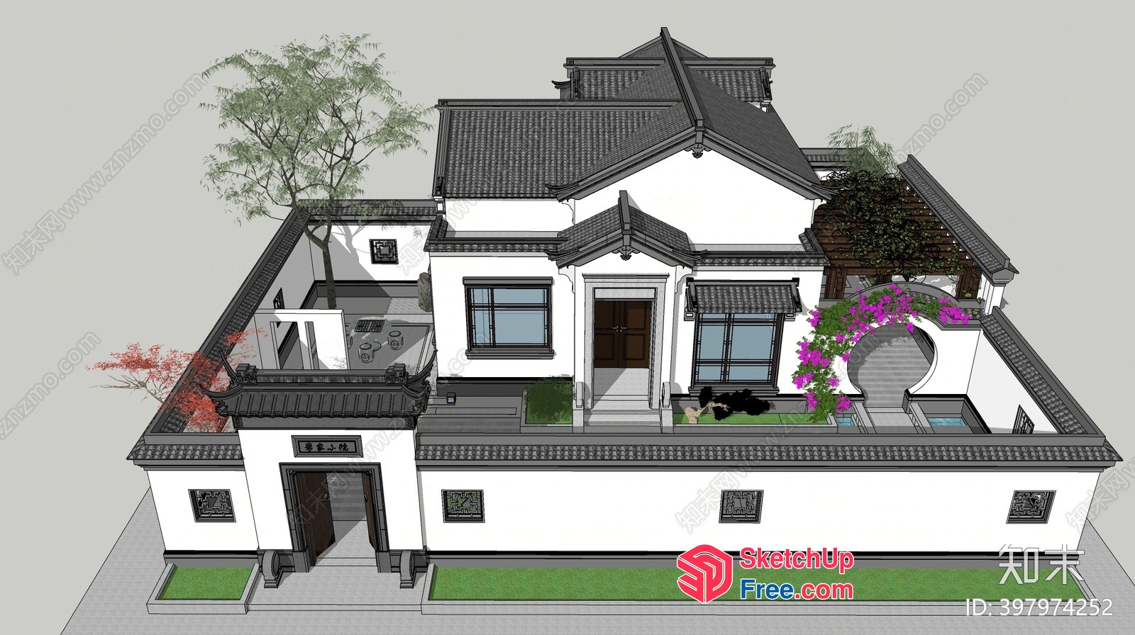 Traditional Chinese Villa With Classic Roof Synthesis 3D SketchUp File