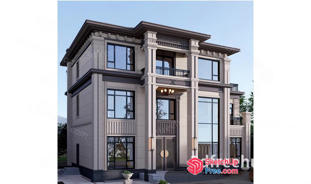 Classic European Style Villa Exterior 3D SketchUp File