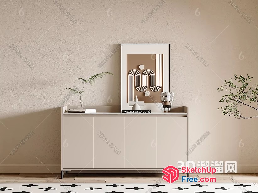 Minimalist Creamy Style Interior With Modern Furniture 3D SketchUp File