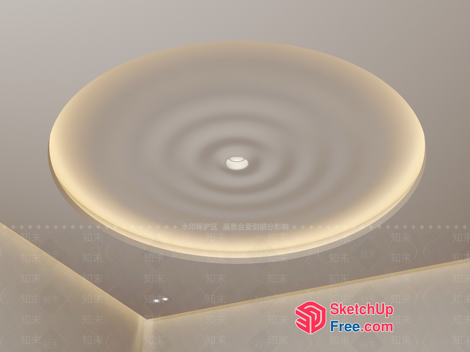 Circular Light Fixture With Spiral Pattern Illumination 3D SketchUp File