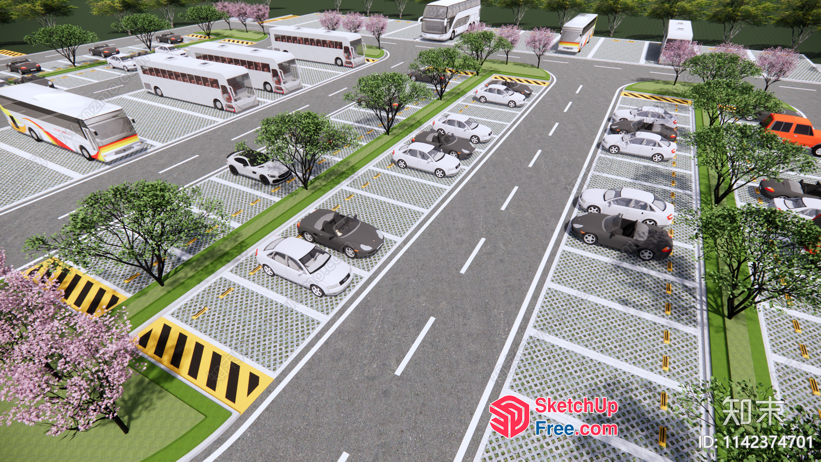 Modern 3D Car Park Rendering 3D SketchUp File
