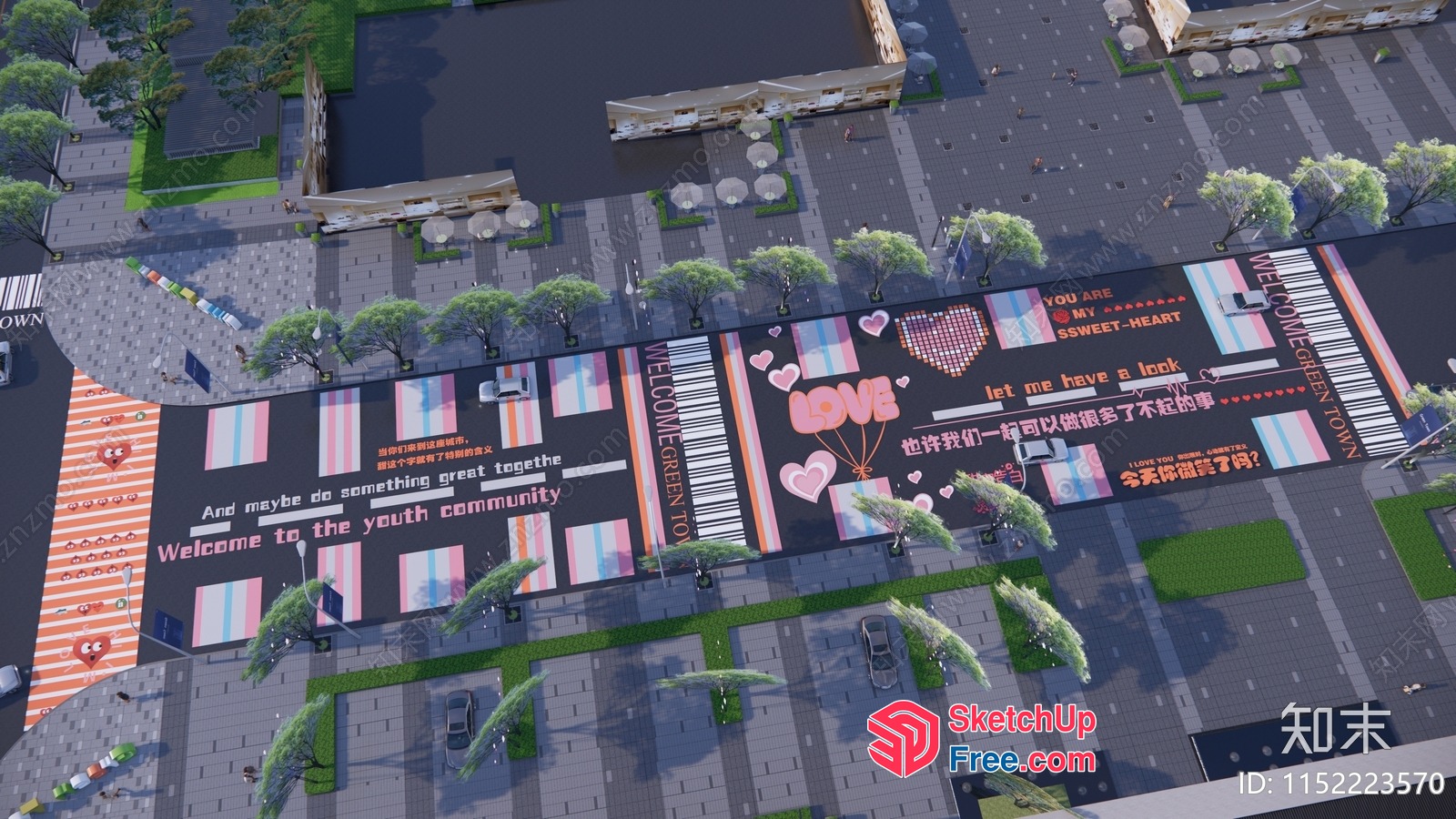 Colorful Street Art In A Modern Urban Setting 3D SketchUp File