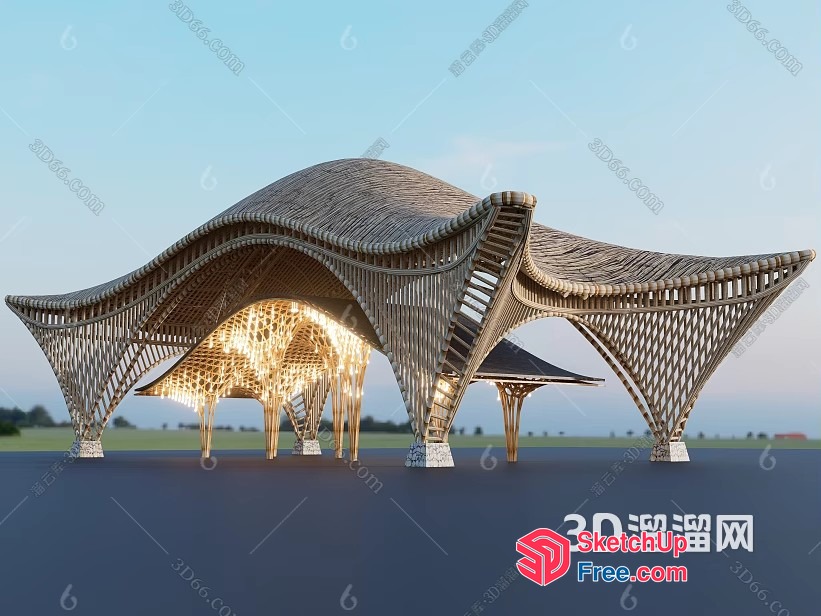 Unique Rattan Pavilion Structure 3D SketchUp File