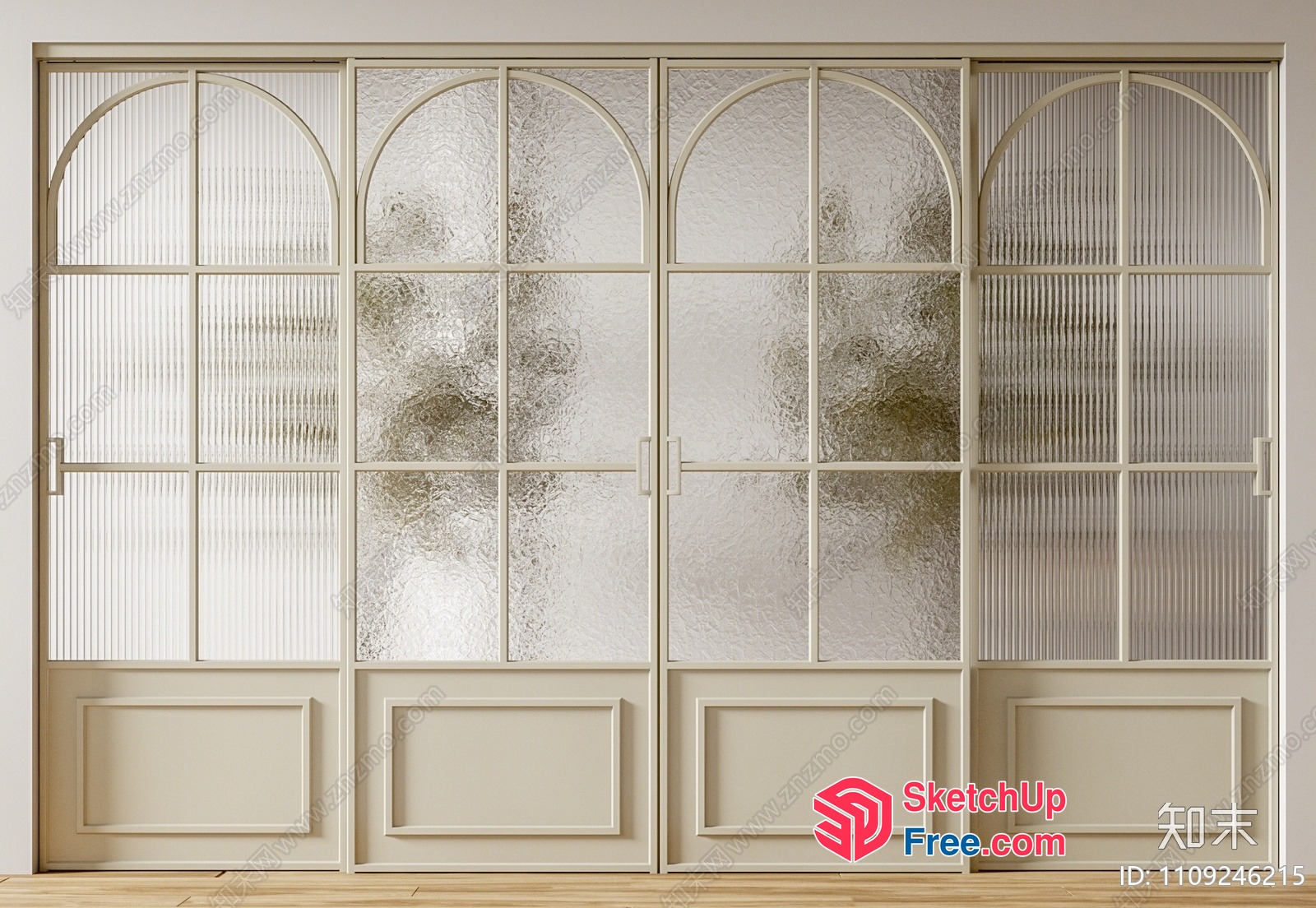 Elegant Glass Partition Screen With Arched Details 3D SketchUp File