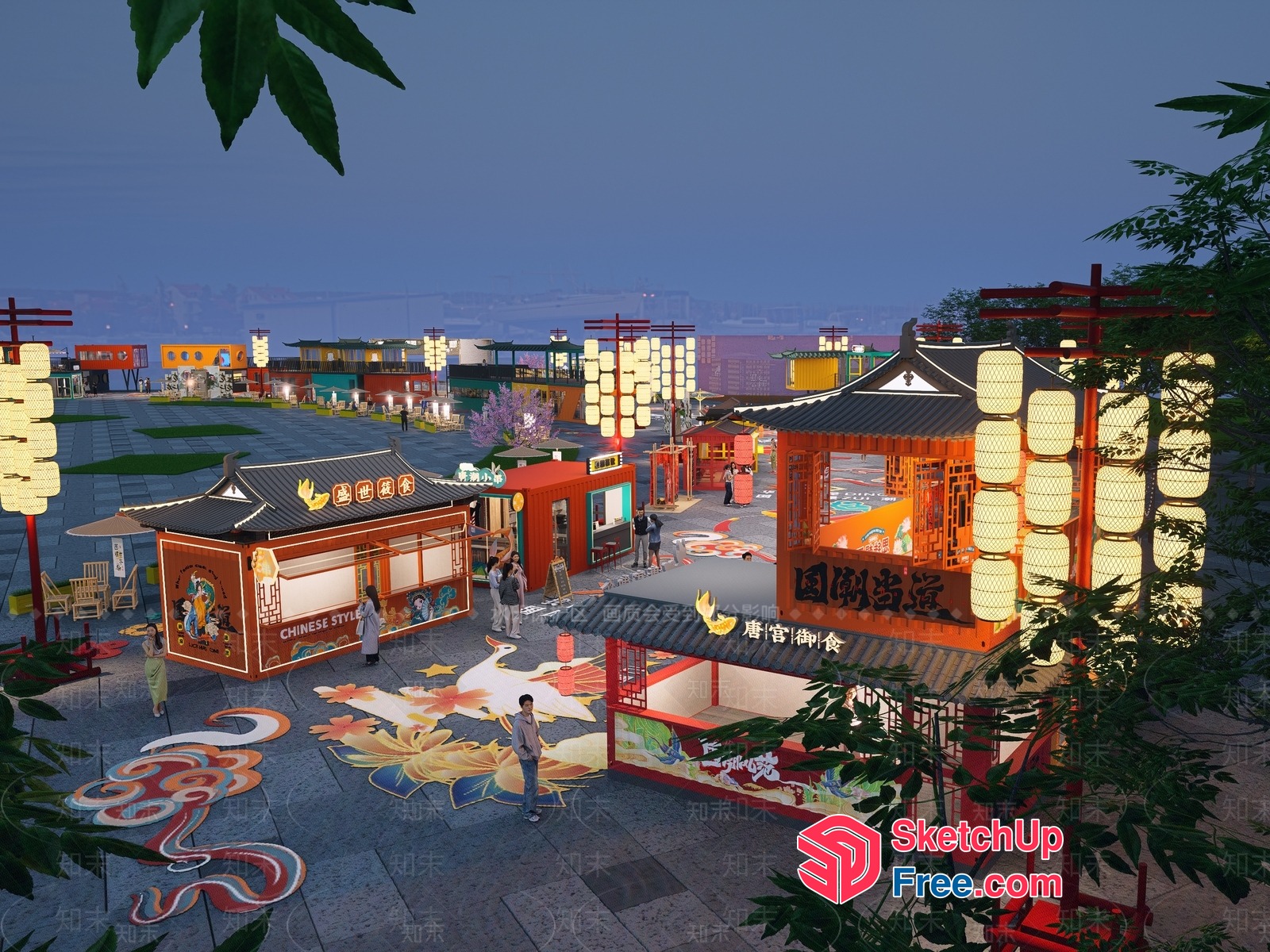 Vibrant Chinese Street Market 3D SketchUp File