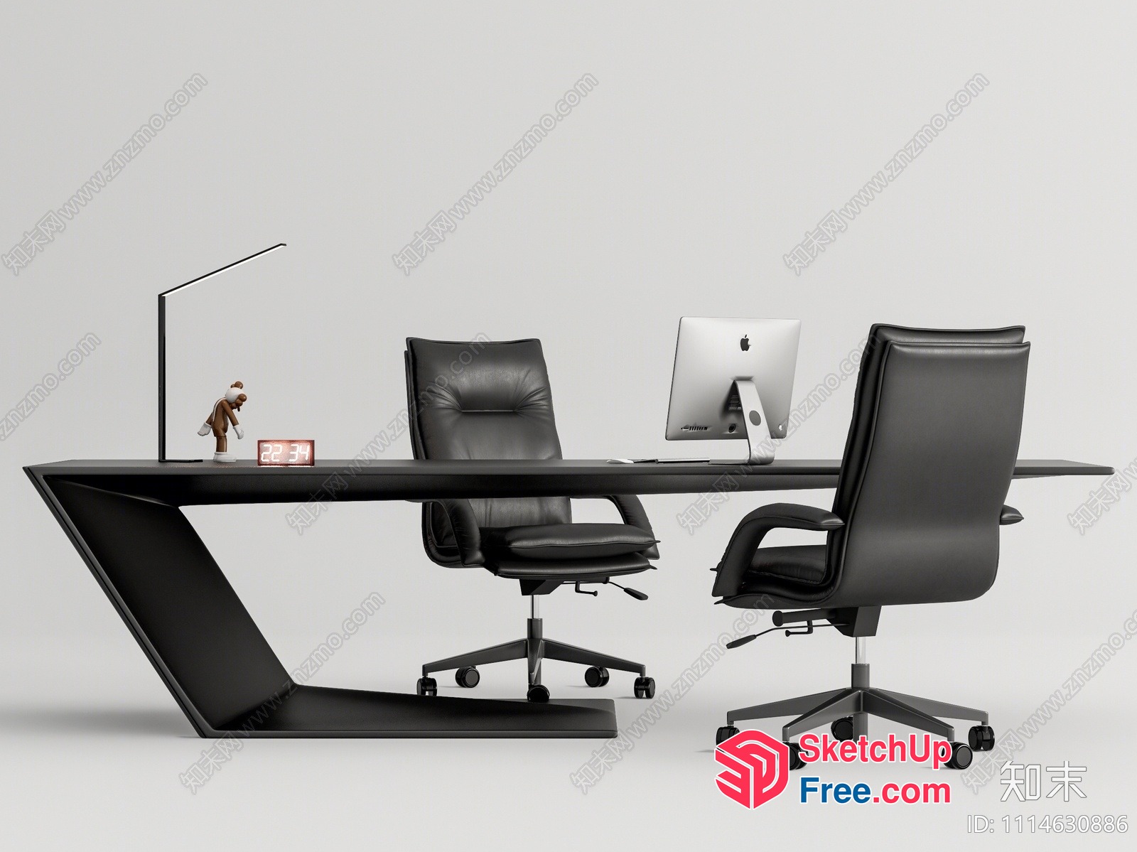 Modern Black Office Space With Sleek Furniture And Minimalist Decor 3D SketchUp File