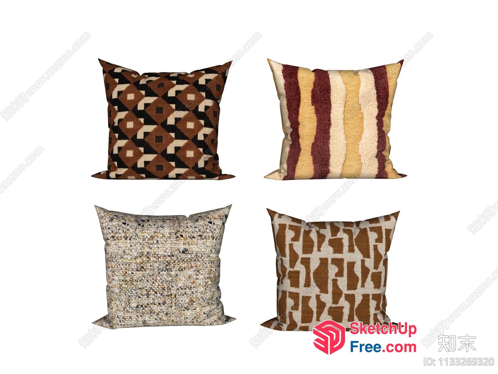 Four Pillows With Various Patterns 3D SketchUp File