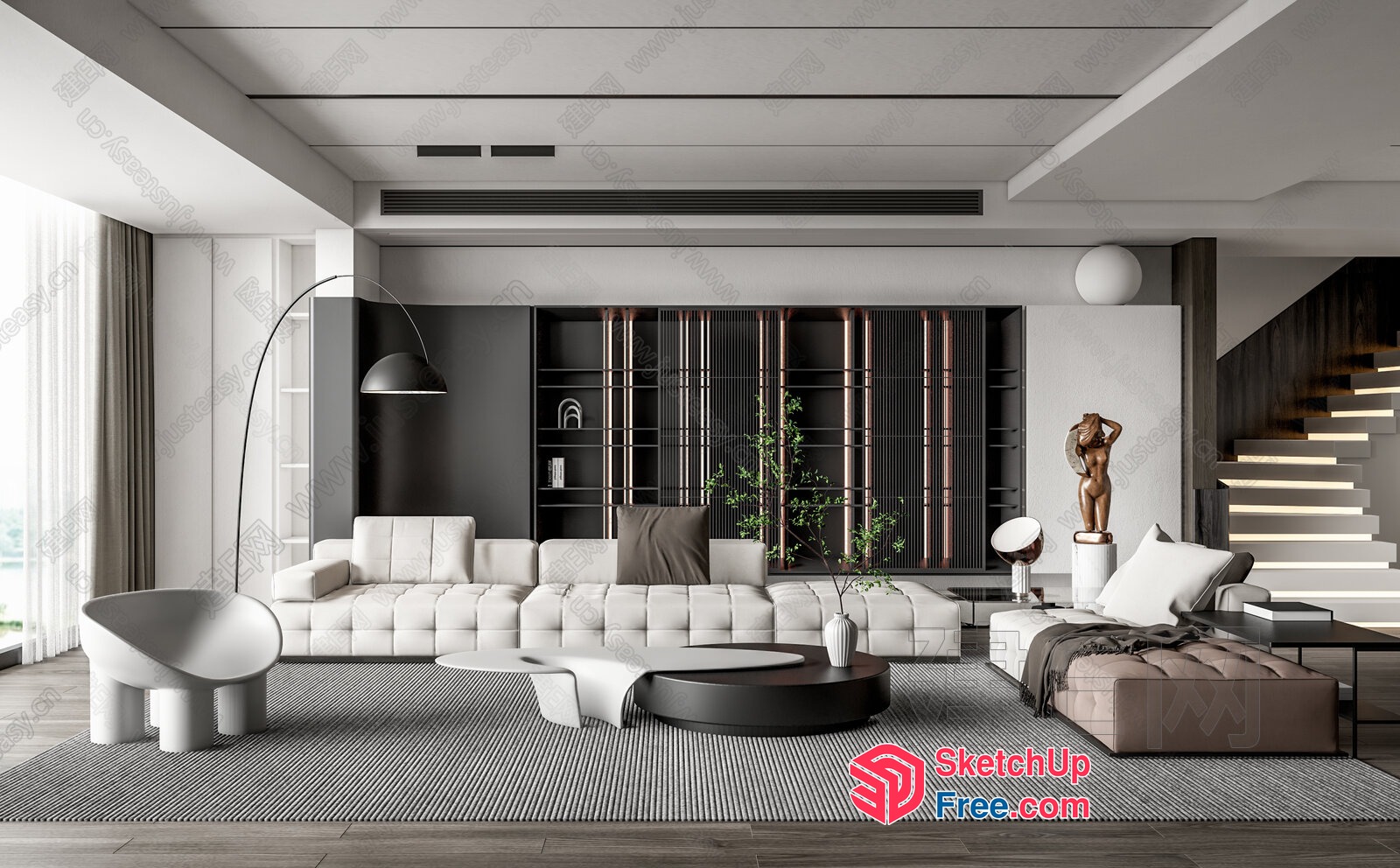 Modern Minimalist Living Room Design 3D SketchUp File