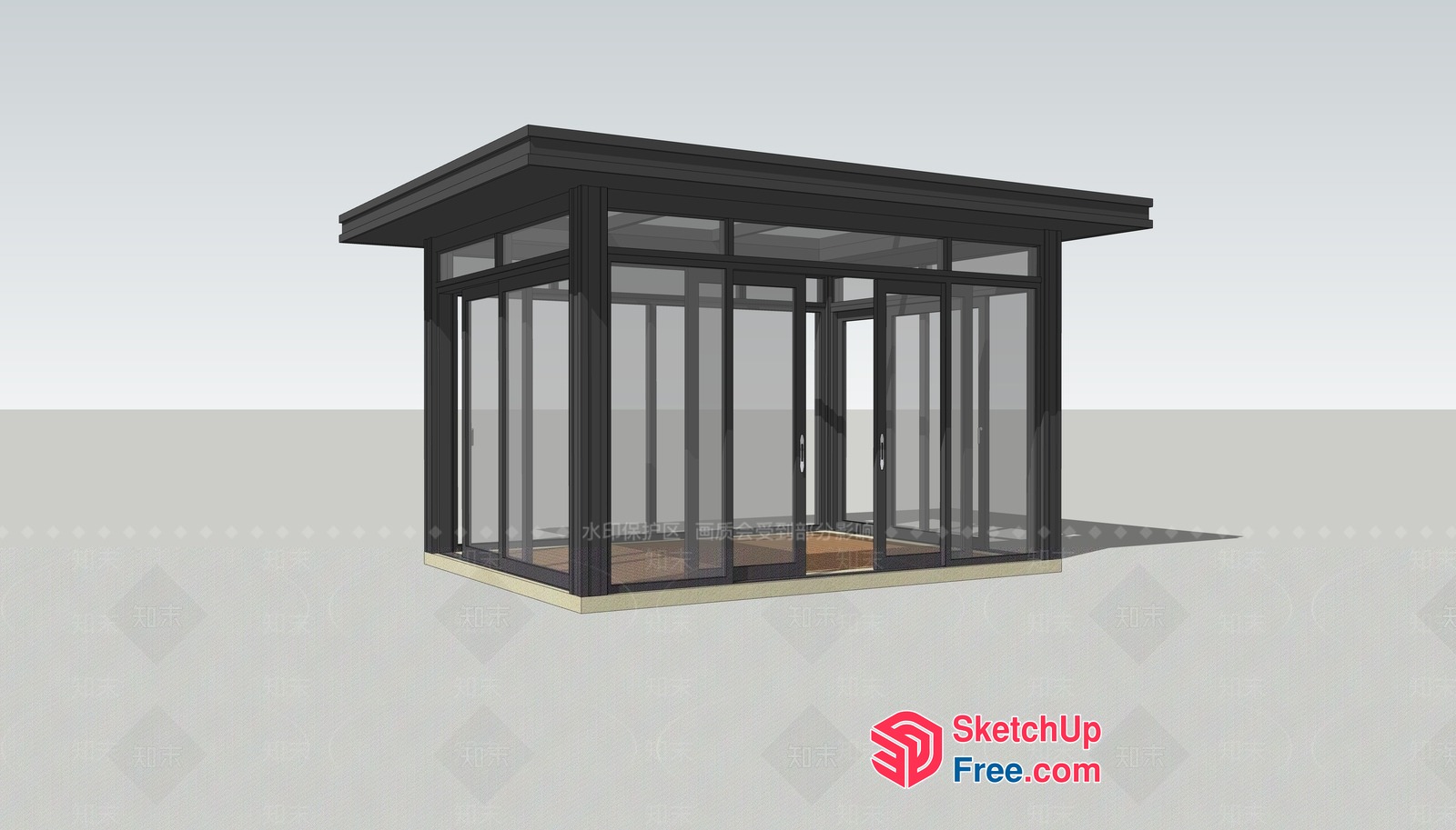 Glass Curtain Wall Building Interior 3D SketchUp File