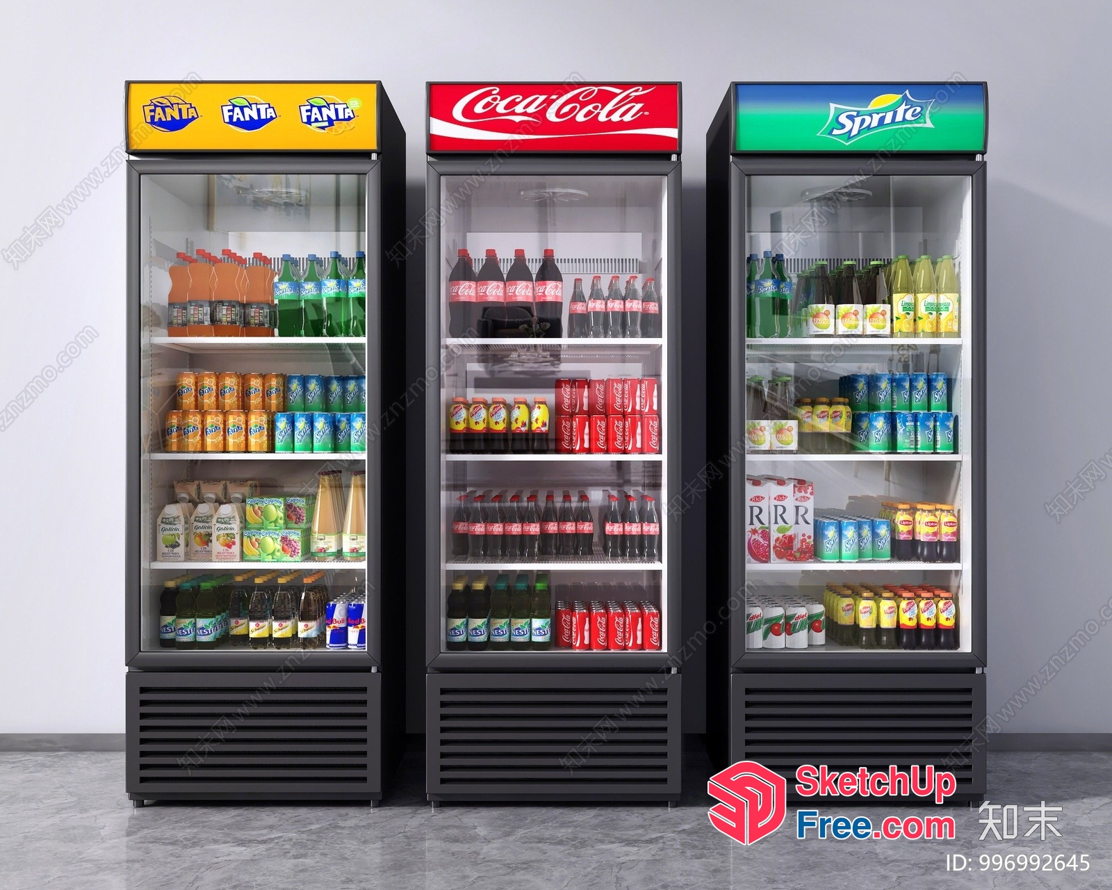 Coca-Cola Fanta Sprite Beverage Display 3D SketchUp File