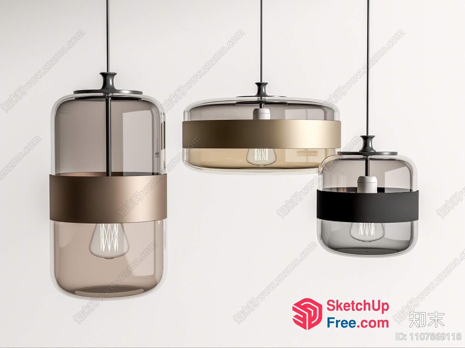 Stylish Glass Pendant Lights For Modern Interiors 3D SketchUp File