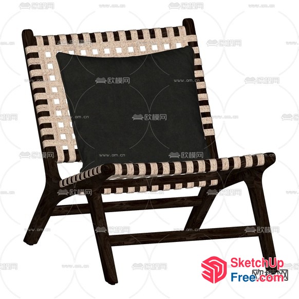 Striped Chair With Black And Beige Accents 3D SketchUp File