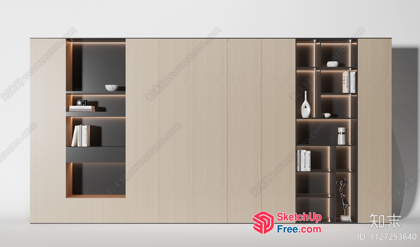 Modern Bookcase With Built-In Shelving 3D SketchUp File