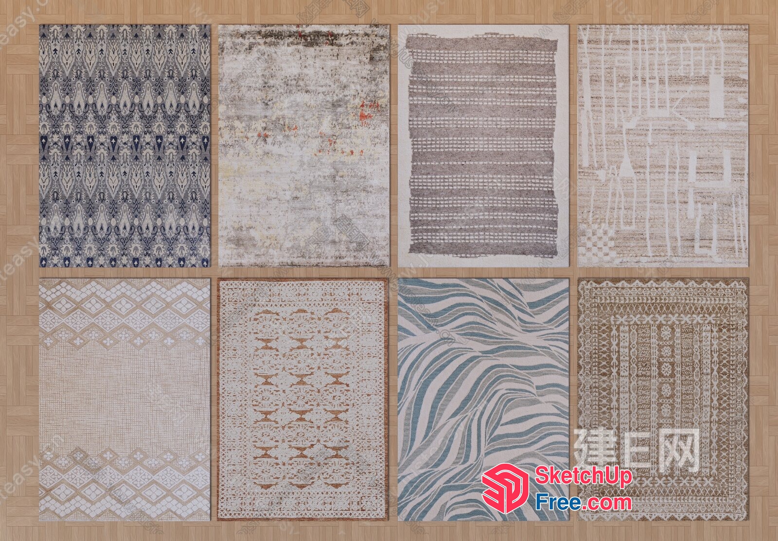 Vintage Style Home Decor Rug Collection 3D SketchUp File