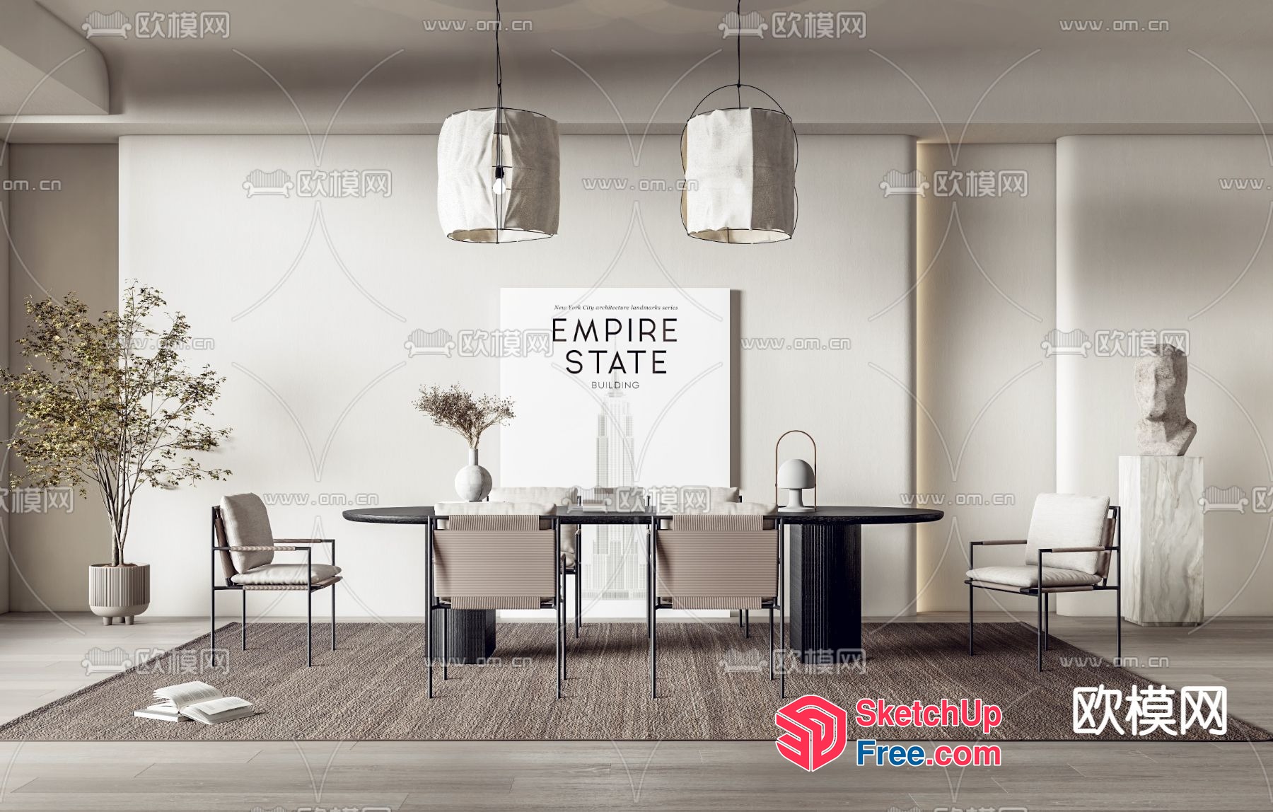 Elegant Minimalist Office Interior Design 3D SketchUp File